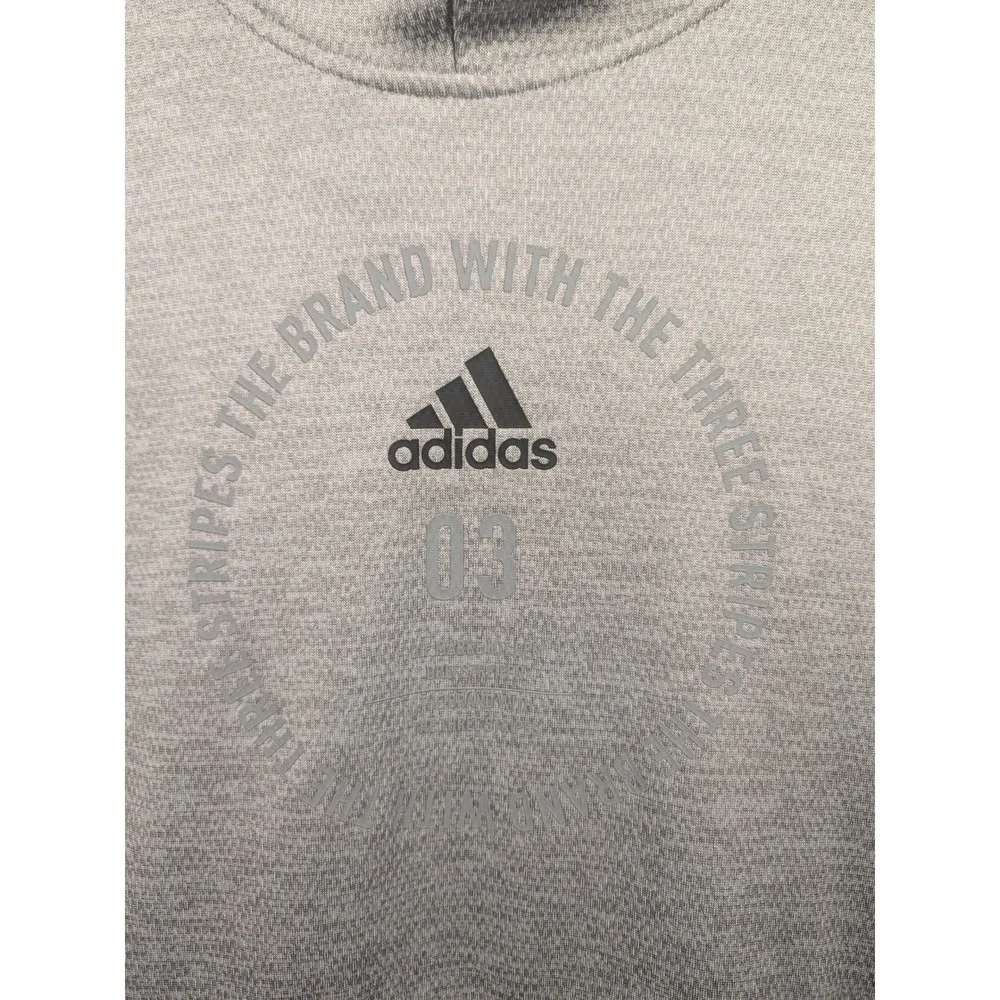 Adidas Hoodie Mens Large Gray ClimaWarm Pullover Graphic Sweatshirt Excellent